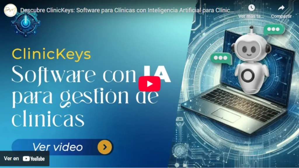 Interfaz del software ClinicKeys mostrando módulos inteligentes de gestión clínica